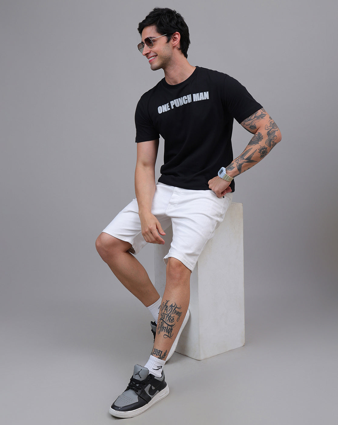 One Punch Man Saitama Black Regular Fit Tshirt For Men