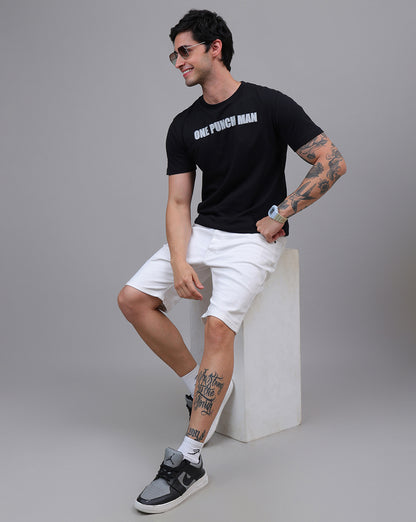 One Punch Man Saitama Black Regular Fit Tshirt  Men