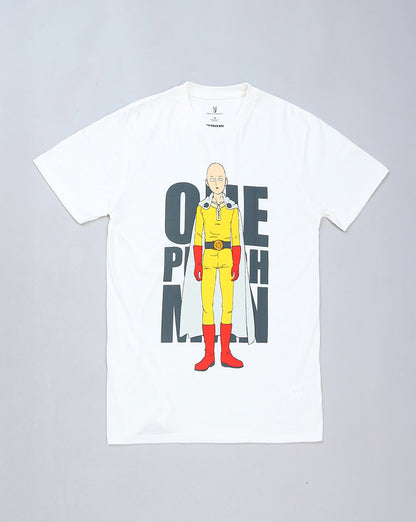 One Punch Man Regular Fit Off-White Tshirt  Men