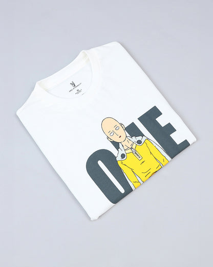 One Punch Man Regular Fit Off-White Tshirt  Men