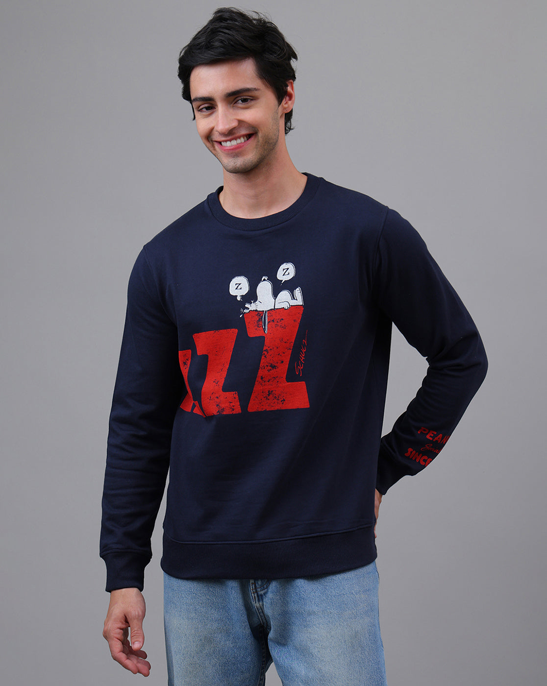 Peanuts Printed Regular Fit Sweatshirt For Men