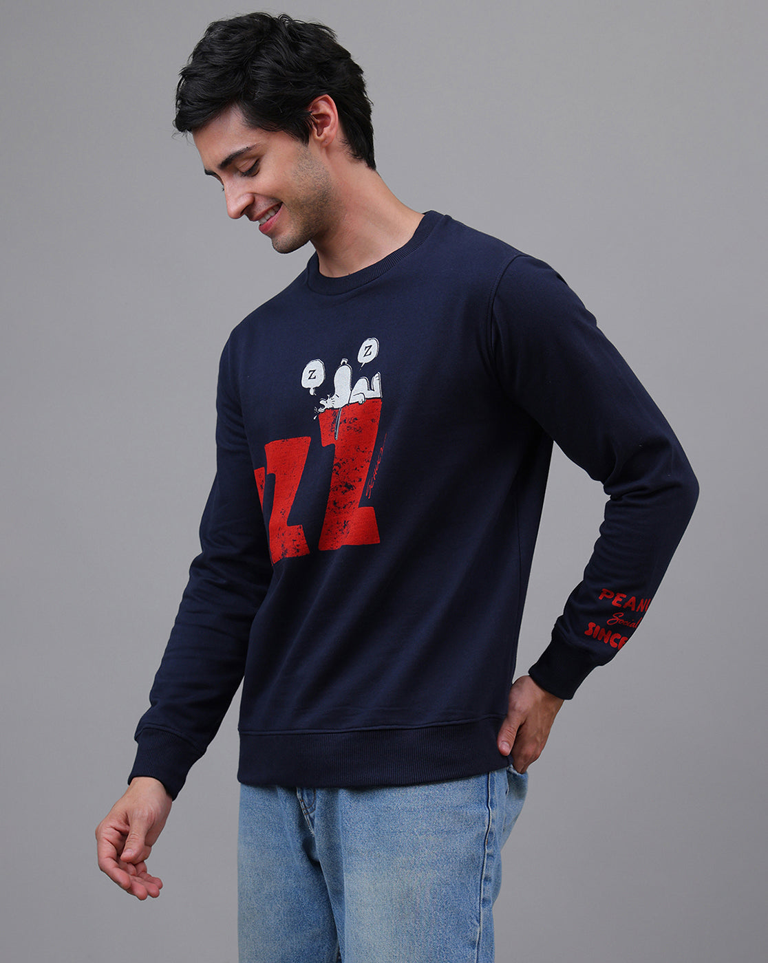 Peanuts Printed Regular Fit Sweatshirt For Men