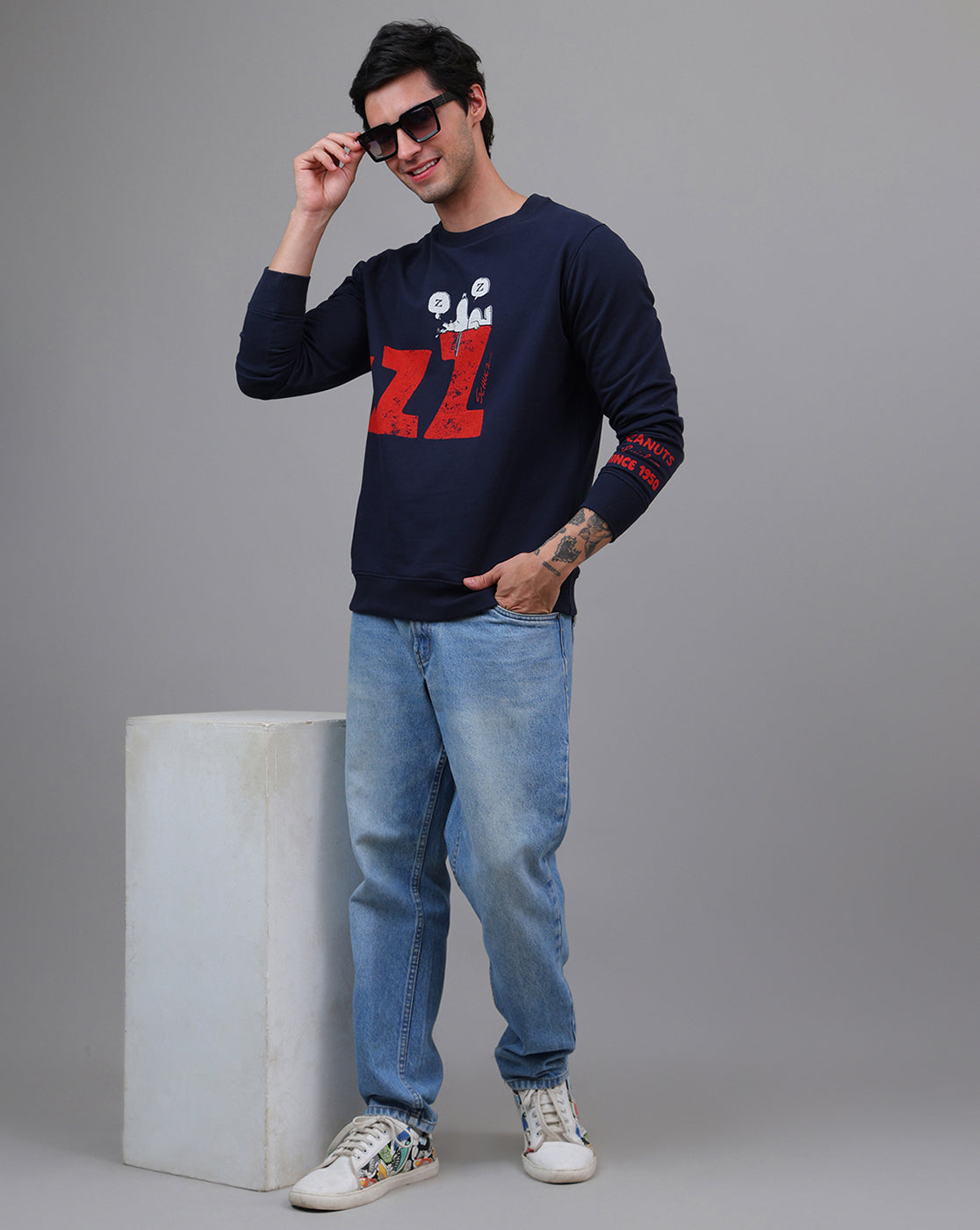 Peanuts Printed Regular Fit Sweatshirt For Men