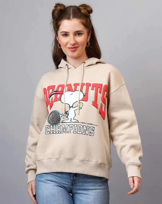 Peanuts Printed Relaxed Fit Hoodie For Women