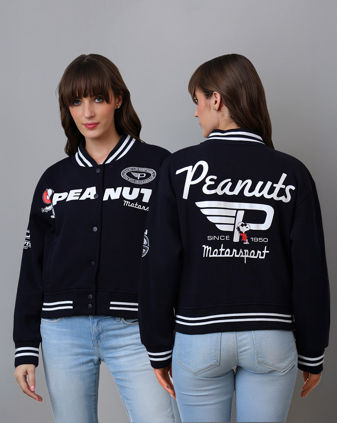 Peanuts Printed Regular Fit Jacket For Women