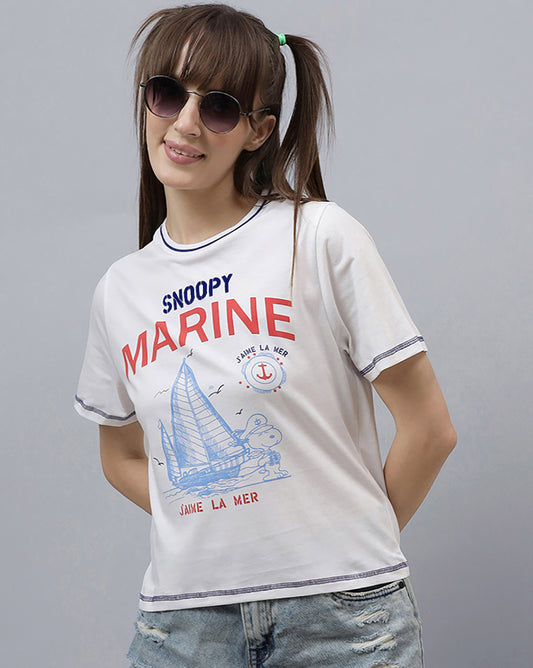 Peanuts Printed Regular Fit Tshirt For Women