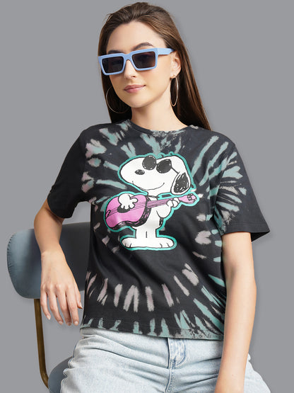 Peanuts Snoopy Tie-Dye Relaxed Fit Tshirt Women