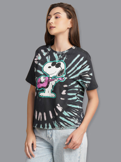 Peanuts Snoopy Tie-Dye Relaxed Fit Tshirt Women