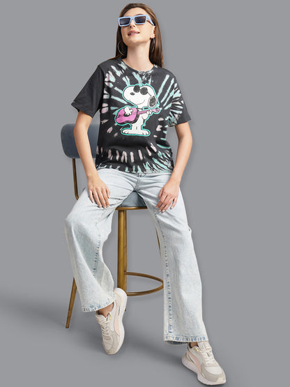 Peanuts Snoopy Tie-Dye Relaxed Fit Tshirt Women