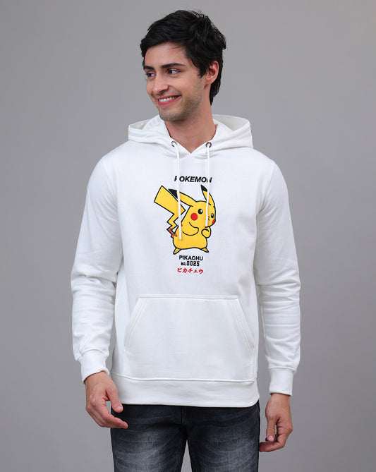 Pokemon Pikachu Off White Regular Fit Hoodie For Men