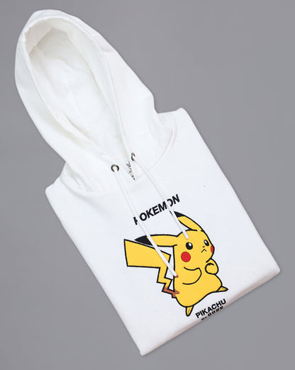 Pokemon Pikachu Off White Regular Fit Hoodie  Men