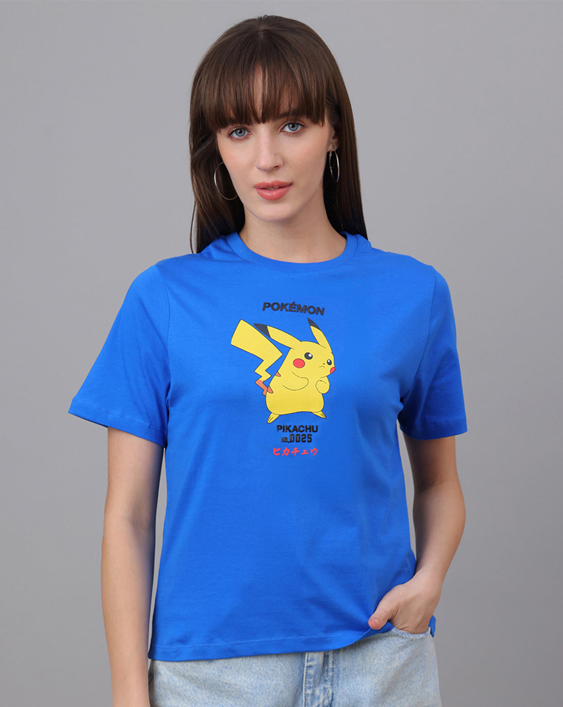 Pokemon Printed Regular Fit Tshirt For Women