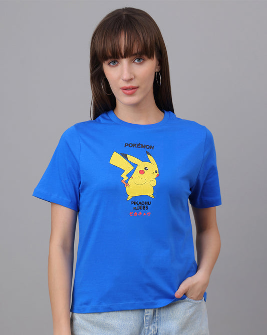 Pokemon Printed Regular Fit Tshirt For Women