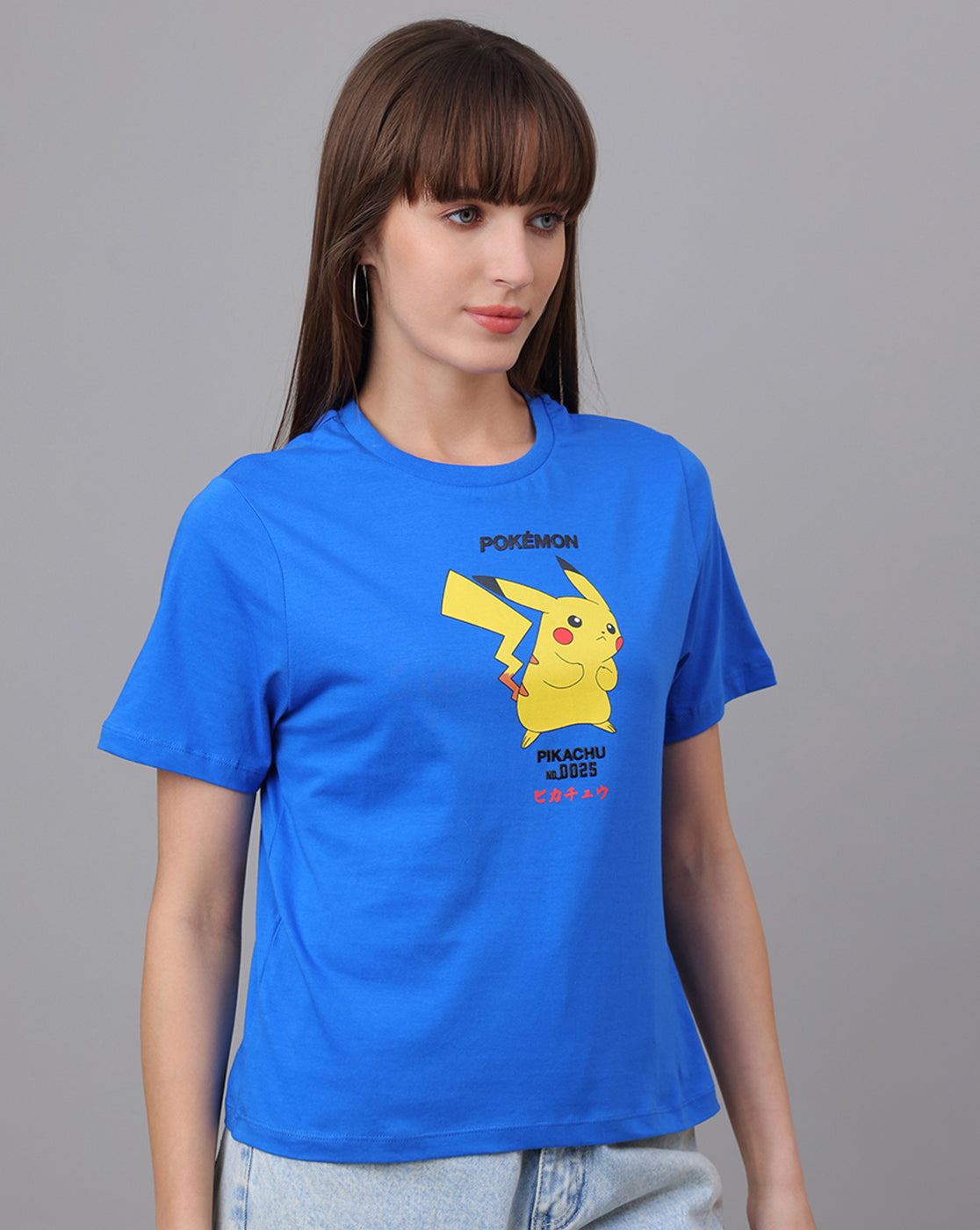 Pokemon Printed Regular Fit Tshirt For Women