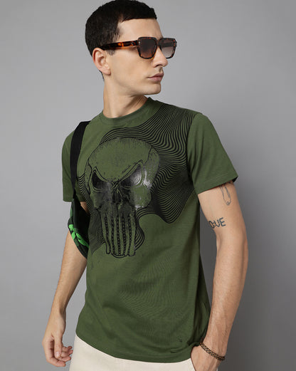 Punisher Regular Fit Olive Tshirt Men