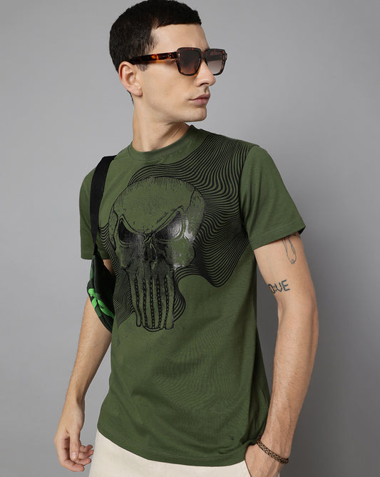 Punisher Regular Fit Olive Tshirt Men