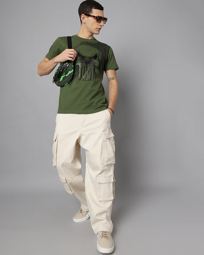 Punisher Regular Fit Olive Tshirt Men