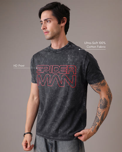 Spiderman Acid Wash Relaxed Fit Tshirt Men