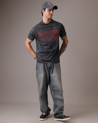 Spiderman Acid Wash Relaxed Fit Tshirt Men