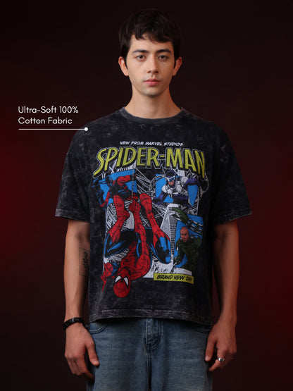 Spider-Man Brand New Day Acid Wash Oversized Tshirt