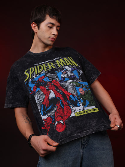 Spider-Man Brand New Day Acid Wash Oversized Tshirt