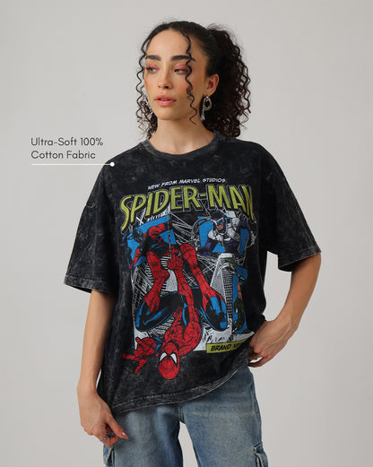 Spider-Man Brand New Day Acid Wash Oversized Tshirt