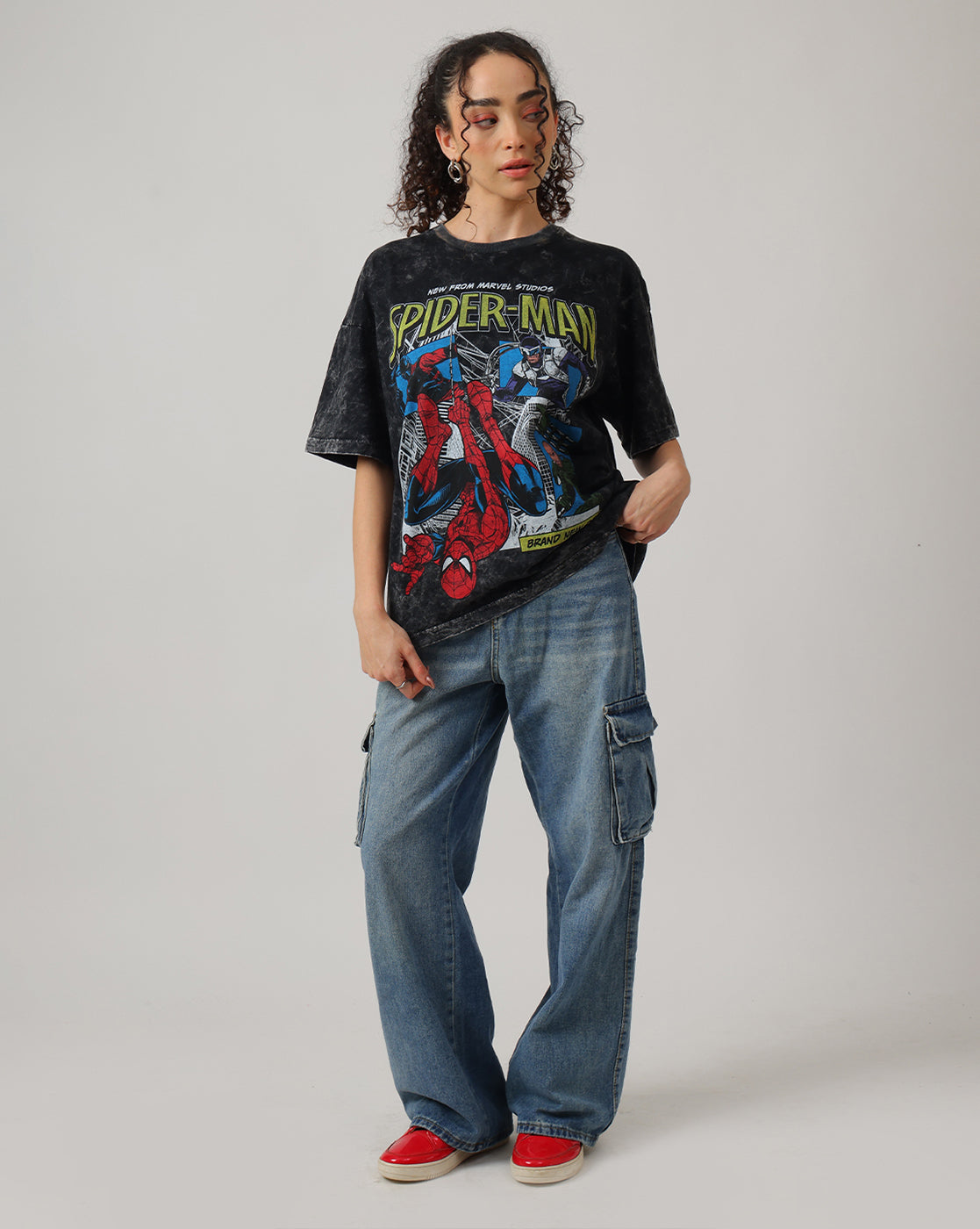 Spider-Man Brand New Day Acid Wash Oversized Tshirt
