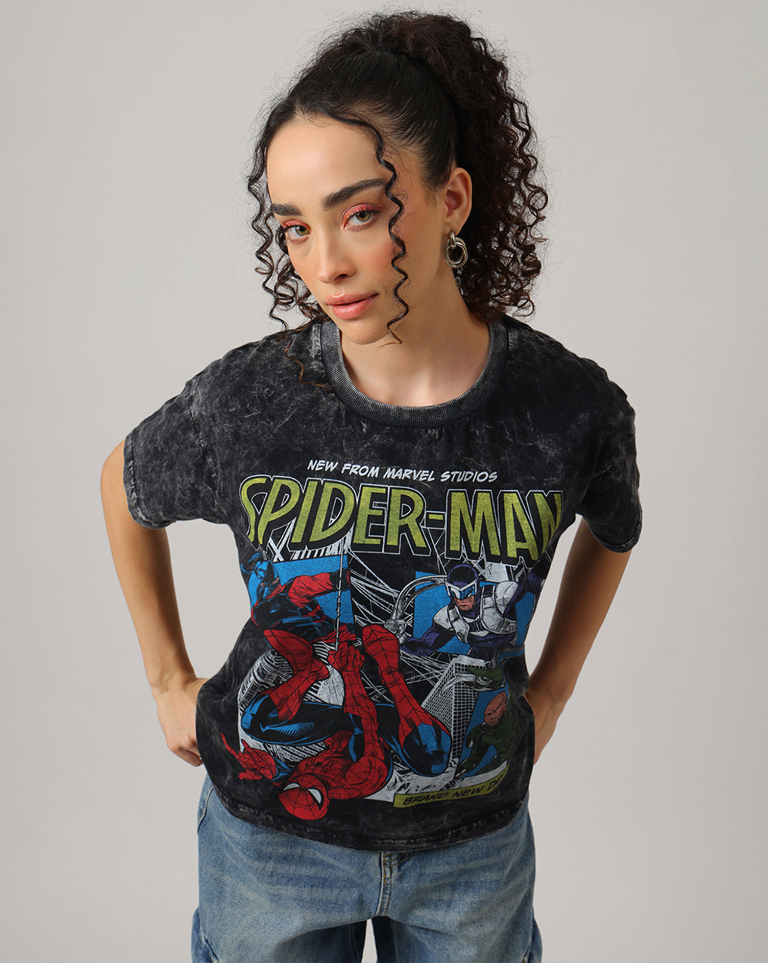 Spider-Man Brand New Day Acid Wash Oversized Tshirt