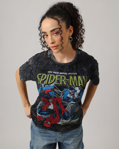 Spider-Man Brand New Day Acid Wash Oversized Tshirt
