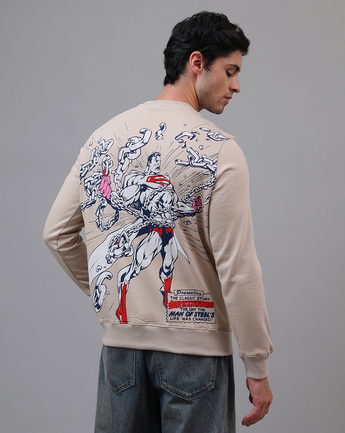 Superman Printed Regular Fit Sweatshirt For Men