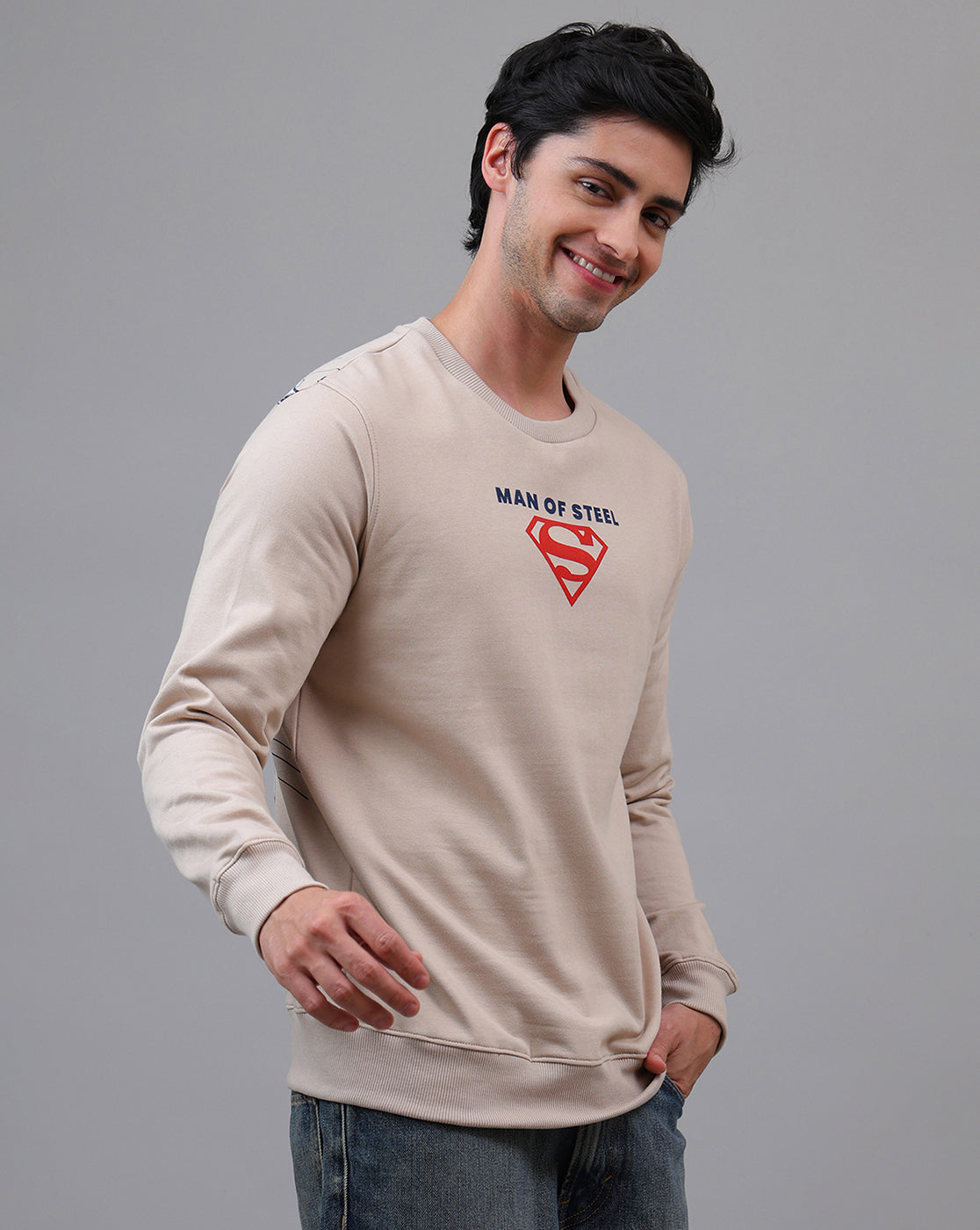 Superman Printed Regular Fit Sweatshirt For Men
