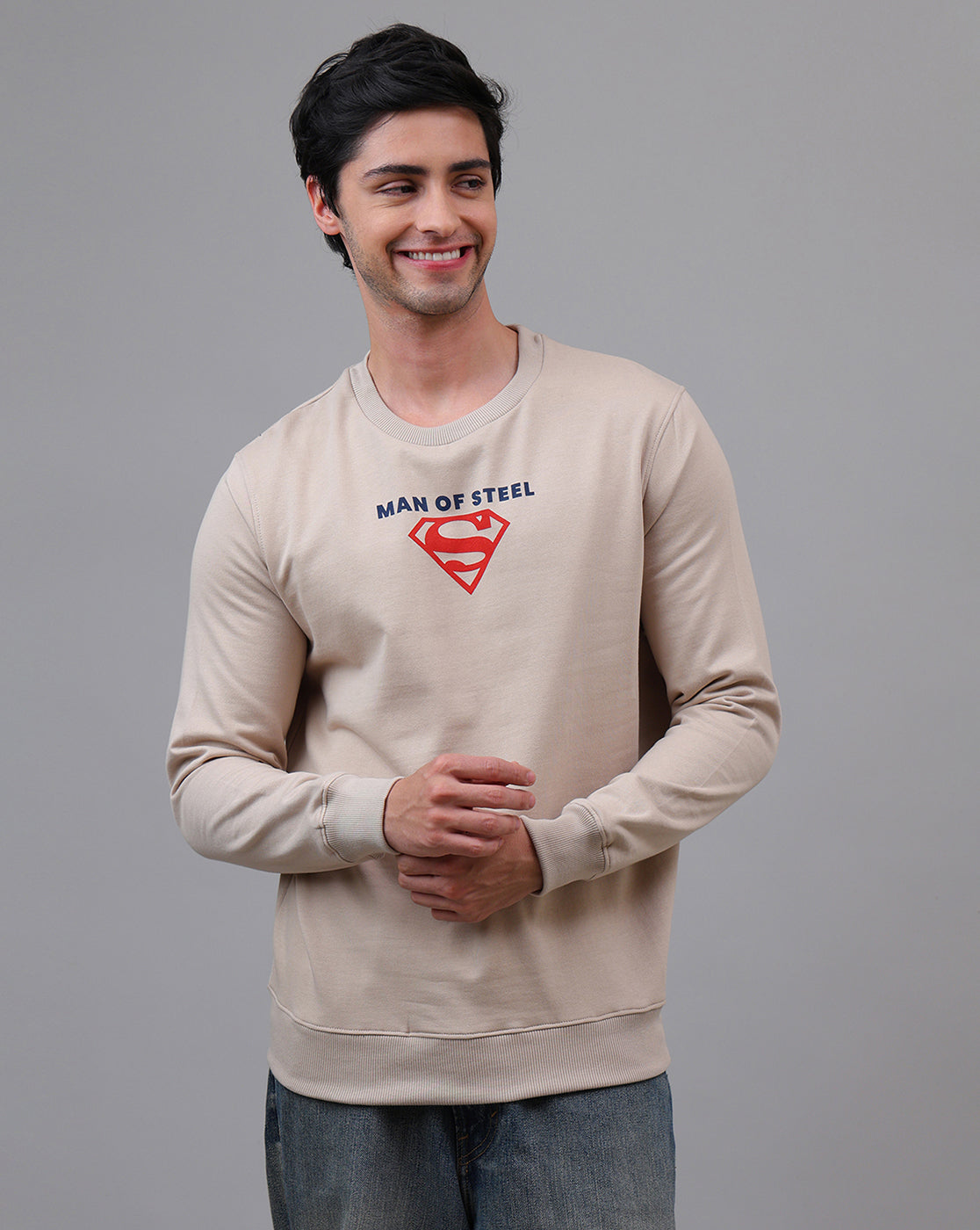 Superman Printed Regular Fit Sweatshirt For Men