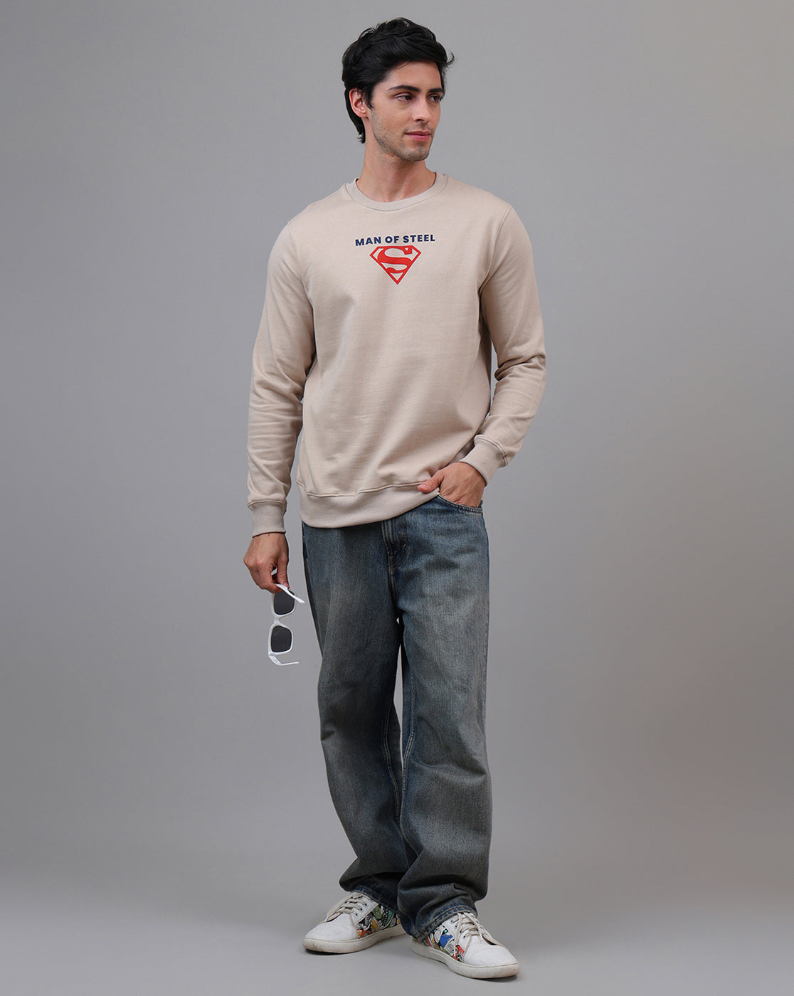 Superman Printed Regular Fit Sweatshirt For Men