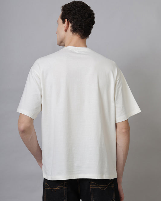 Oversized Squid Game T-shirt with red guard design and geometric mask symbols – Netflix official merch