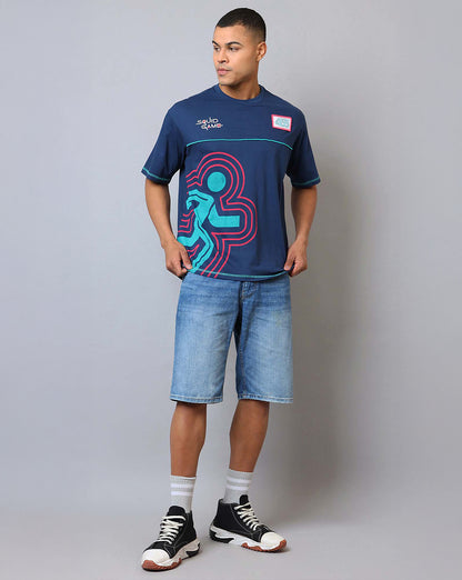 Squid Game Embroidered Oversized Tshirt  Men