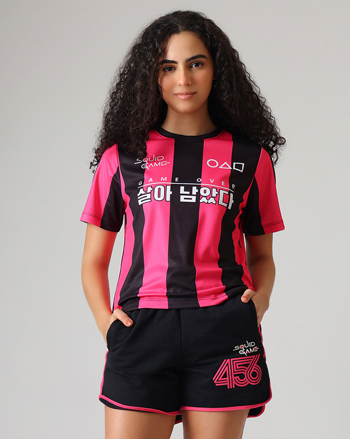 Squid Game Printed Relaxed Fit T-Shirt & Shorts For Women