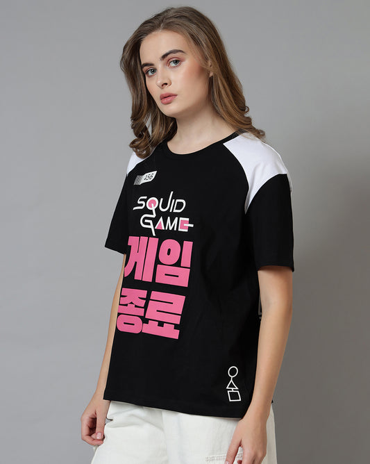 Squid Game oversized fit tee for women featuring player 456 print