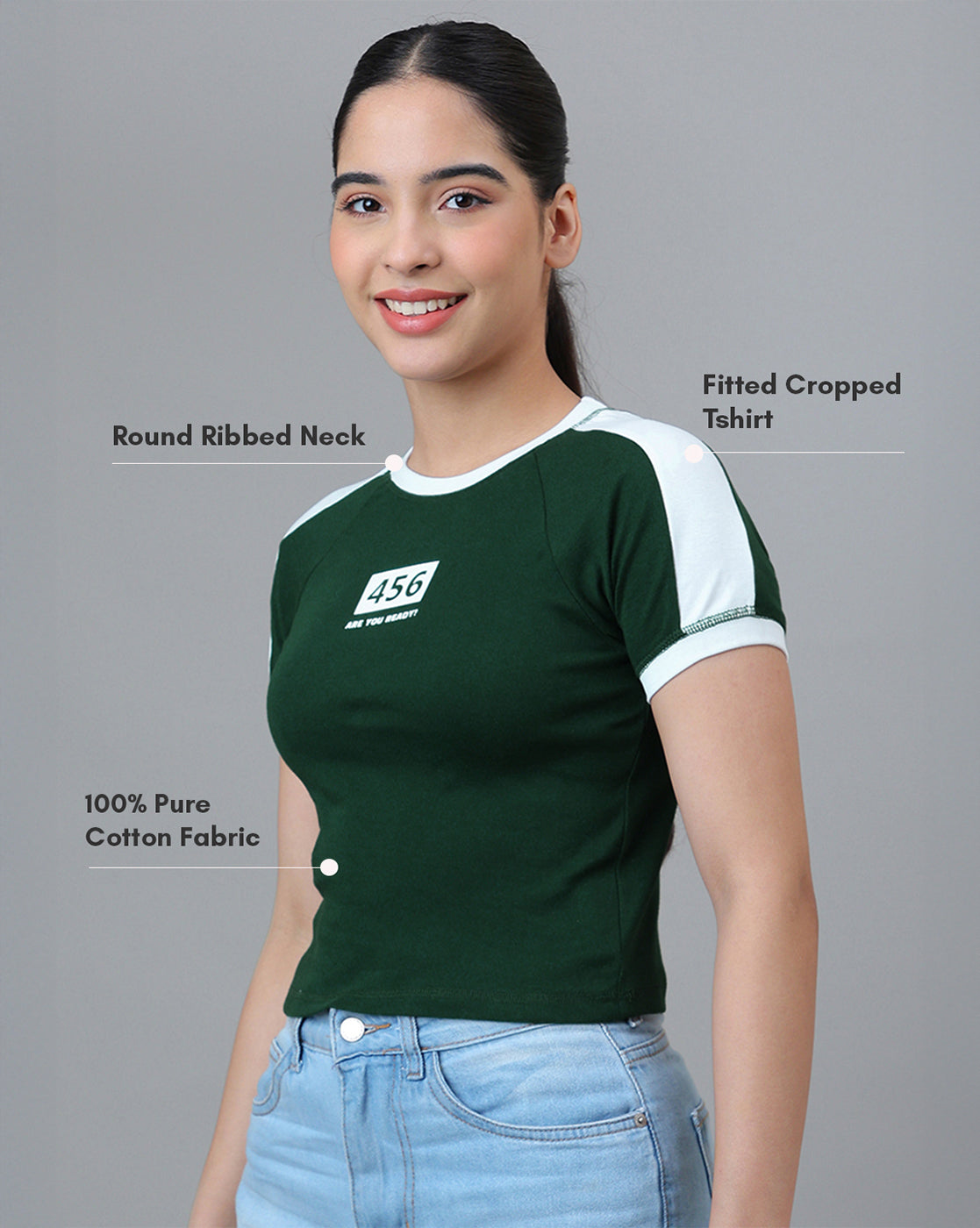 Squid Game Printed  Fitted Cropped Raglan Sleeves Tshirt For Women