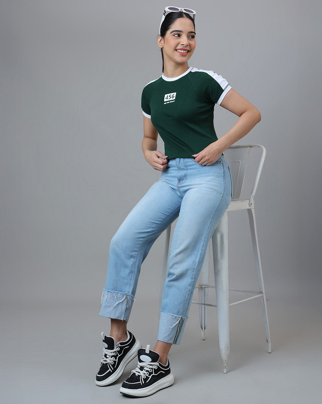 Squid Game Printed  Fitted Cropped Raglan Sleeves Tshirt For Women
