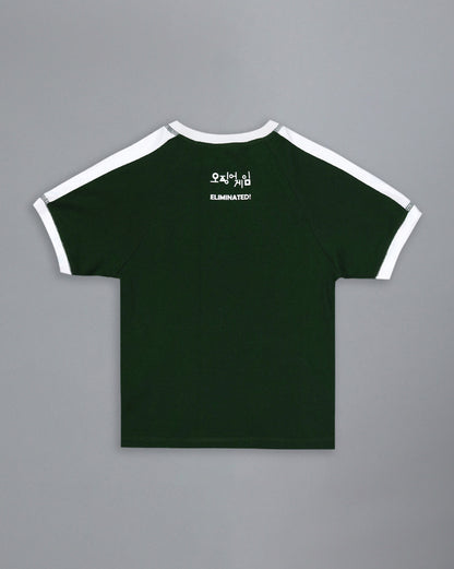 Squid Game Printed  Fitted Cropped Raglan Sleeves Tshirt For Women