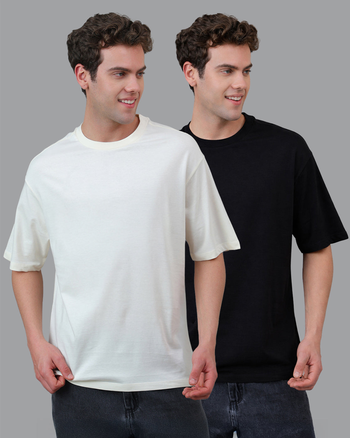 Pack of 2 Oversized Solid Tshirt For Men