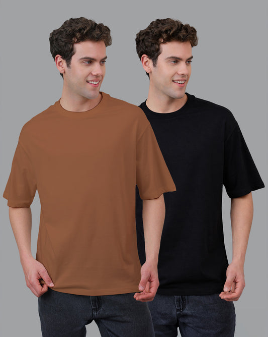Pack of 2 Oversized Solid Tshirt For Men