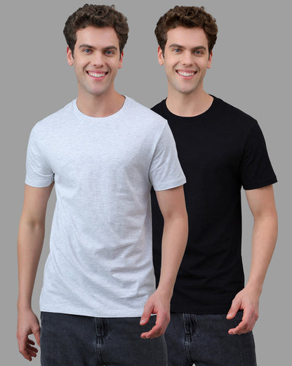 Men Solid Regular Fit Pack Of 2 Tshirt  Men