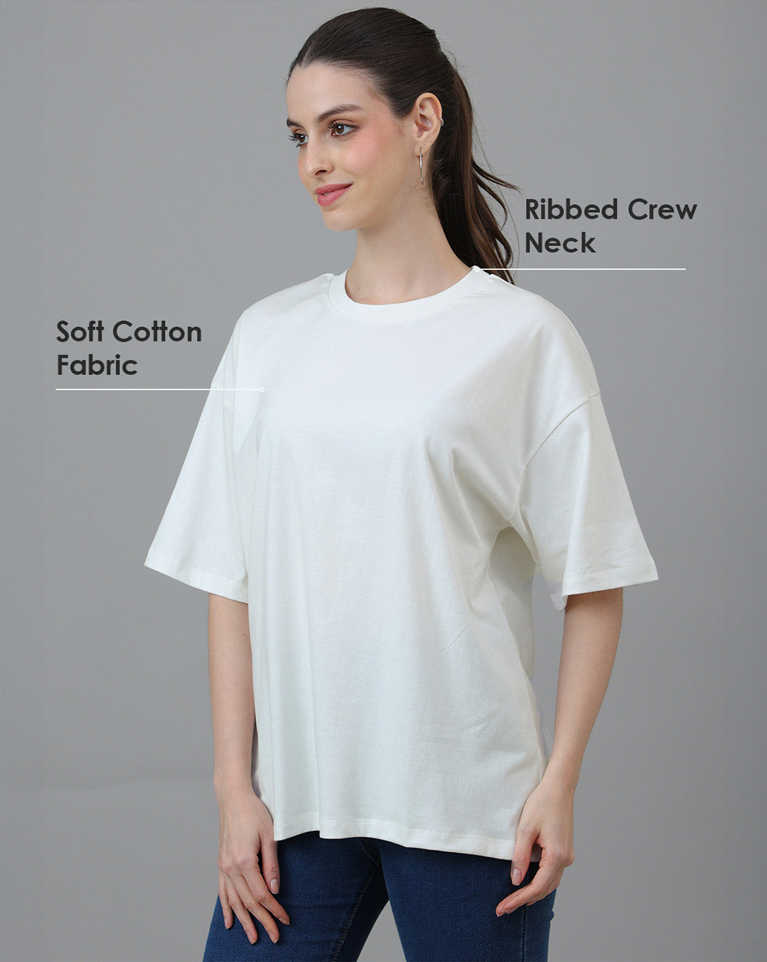 Pack of 2 Oversized Solid Tshirt For Women