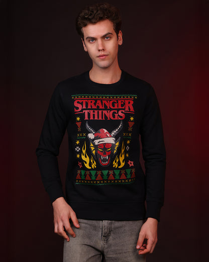 Stranger Things Hellfire Club Ugly Sweater Theme Regular Fit Sweatshirt Men