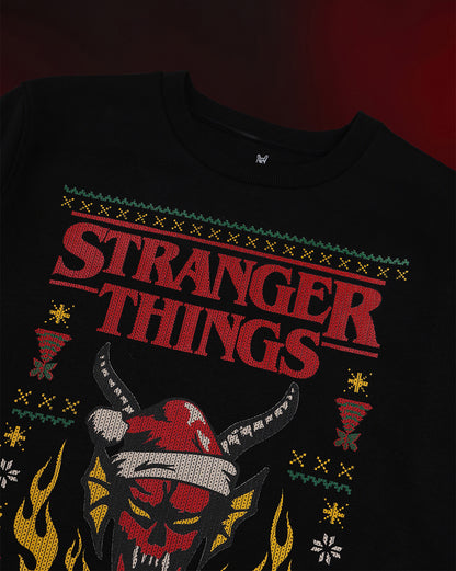 Stranger Things Hellfire Club Ugly Sweater Theme Regular Fit Sweatshirt Men