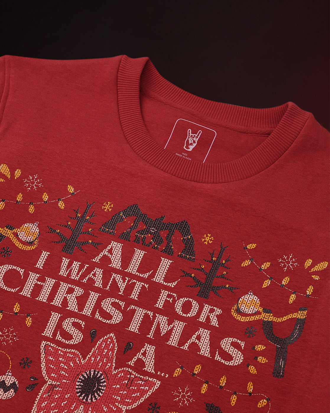 Stranger Things Demodog Ugly Sweater Theme Regular Fit Sweatshirt Men