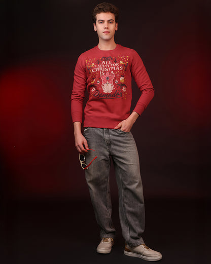 Stranger Things Demodog Ugly Sweater Theme Regular Fit Sweatshirt Men