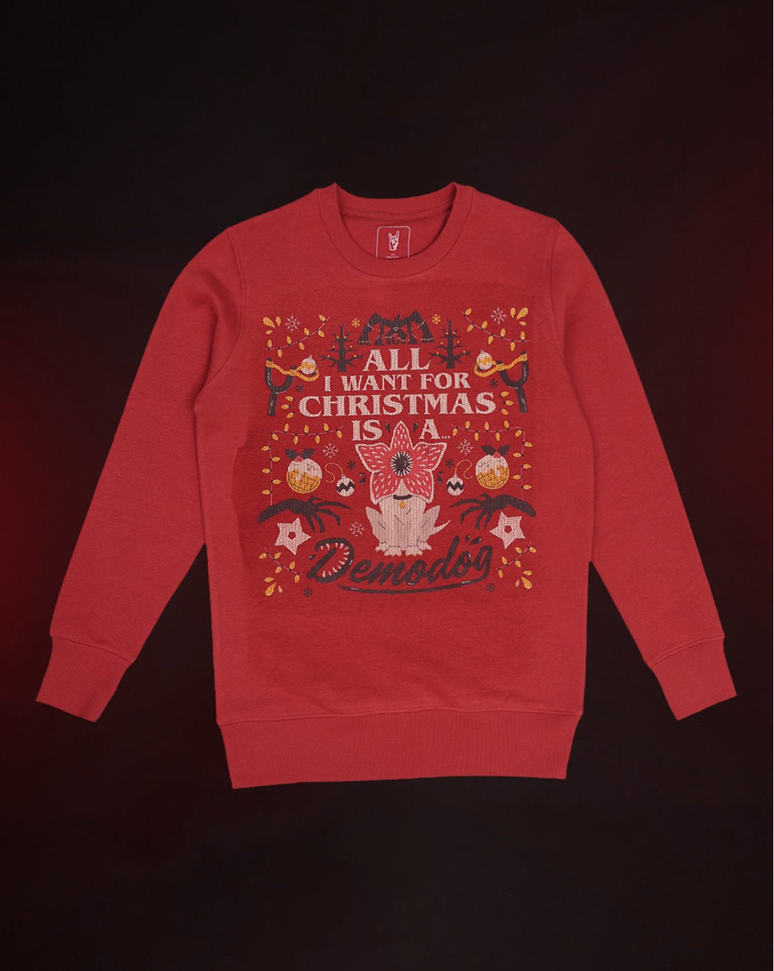 Stranger Things Demodog Ugly Sweater Theme Regular Fit Sweatshirt Men