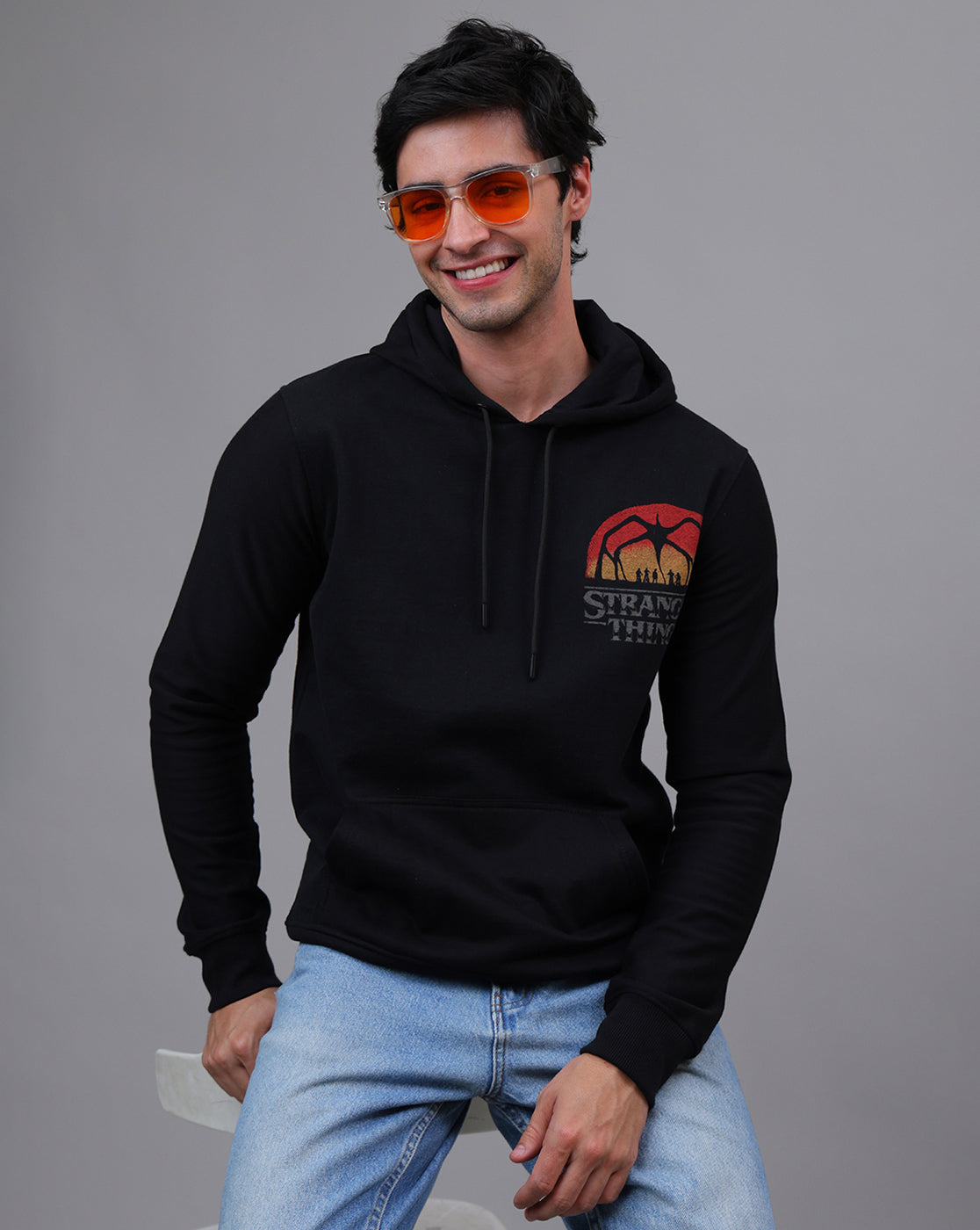 Stranger Things Printed Regular Fit Hoodie For Men